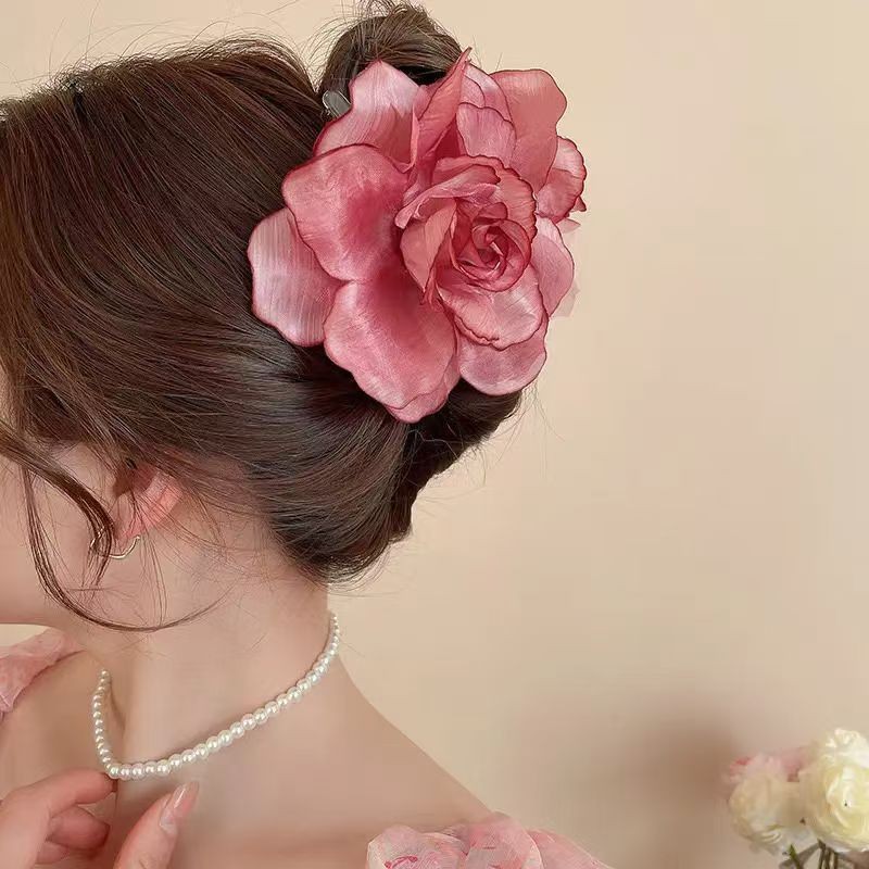 4502 Red-Mesh Flower Clip