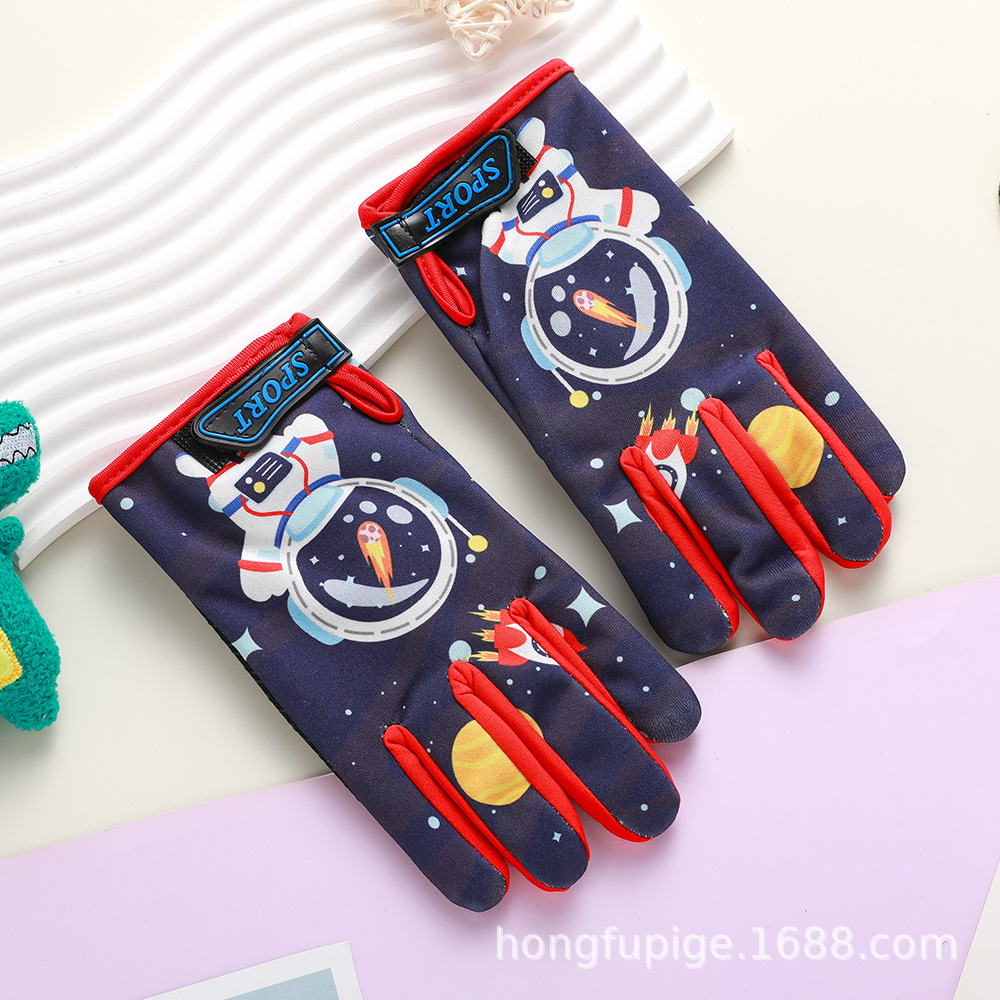 Guantes calientes para niños para montar al aire libre para jugar con nieve gruesa a prueba de viento de dibujos animados y veludo a prueba de agua a prueba de resbalaje guantes de invierno a prueba de frío