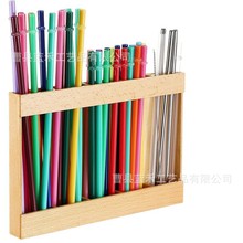 现货木制吸管收纳架带双面胶不倒翁吸管整理盒多格木制厨房柜台架
