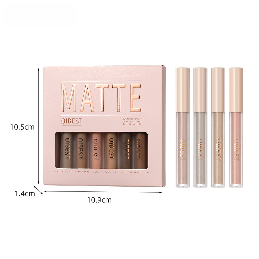 QIBEST Matte Liquid Eye Shadow Fog Feeling Modified Face Nude Earth Color Stereo Eye and Cheek Dual-Use Suit