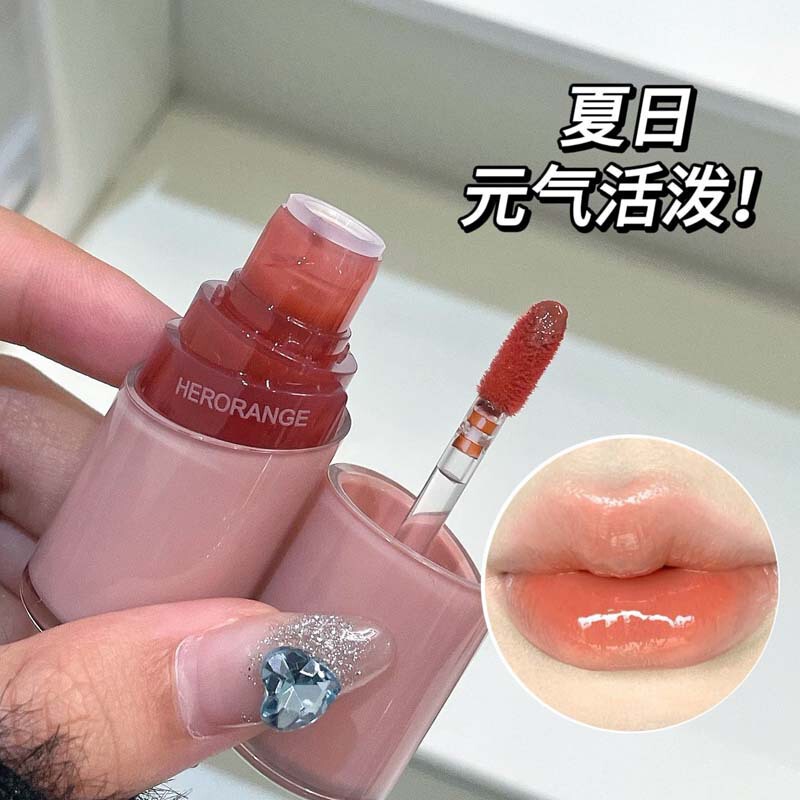 HERORANGE ~ 水波露鏡面唇釉薬は持続的に色落ちしにくいです。|undefined