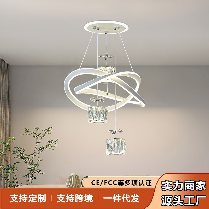 现代极简水晶吊灯一件代发LED网红灯饰中山灯具源头厂家外贸批发