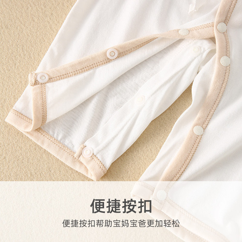 Newborn summer thin lace-up jumpsuit pure cotton jersey summer long-sleeved jumpsuit air-conditioned baby clothes