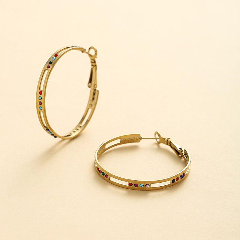 Round Pattern 1 Pair Elegant Round Plating 304 Stainless Steel Earrings
