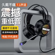 跨境电脑耳机头戴式耳麦有线电竞游戏带麦克风话筒手机台式笔记本