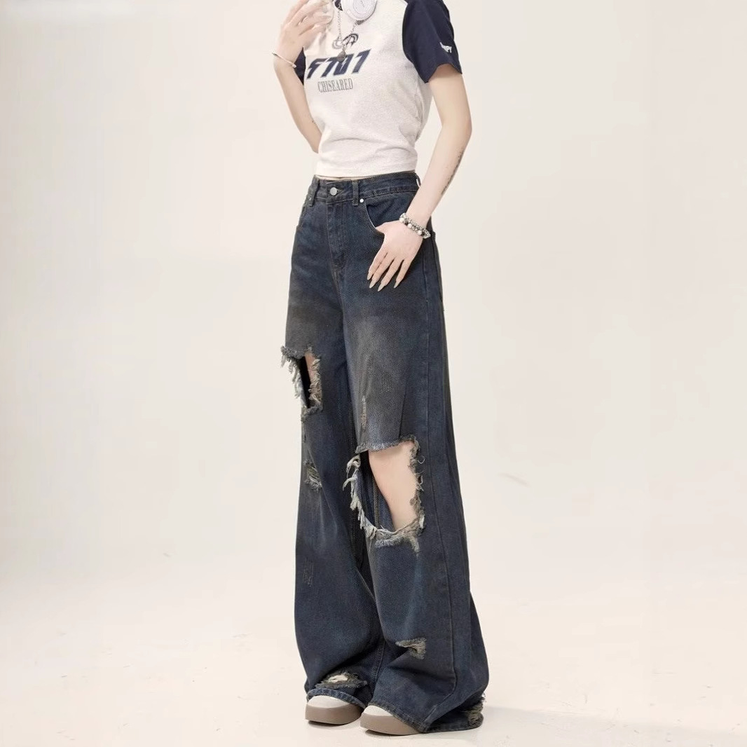 Ripped Beggar Fashion Brand High Street American Youth Men's and Women's Denim Pants Hip-Hop Niche Design Pants