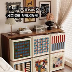 欧式卡莱克格子柜收纳箱轻奢可折叠布艺收纳筐美拉德大容量置物箱