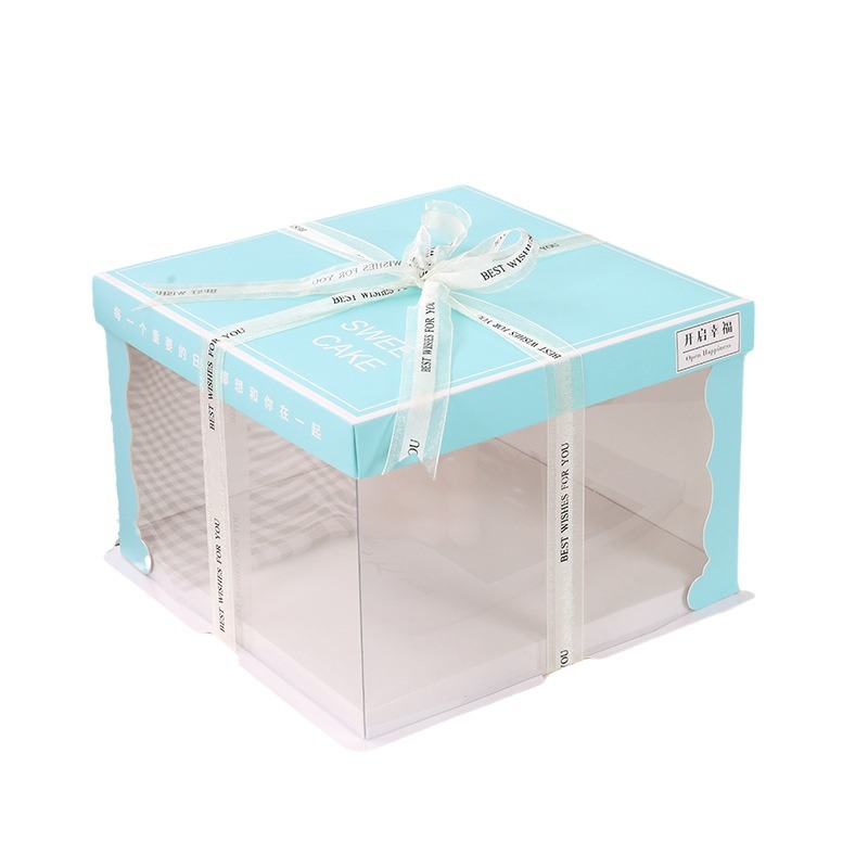 Caja de pastel transparente al por mayor de 6 pulgadas 8 pulgadas doble caja de pastel alta caja de pastel translúcida nueva caja de pastel caja de embalaje de horneado