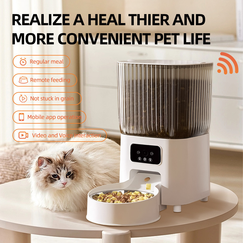 alimentador inteligente para mascotas, monitoreo remoto de gran capacidad y tiempo cuantitativo con cámara para alimentar automáticamente al gato
