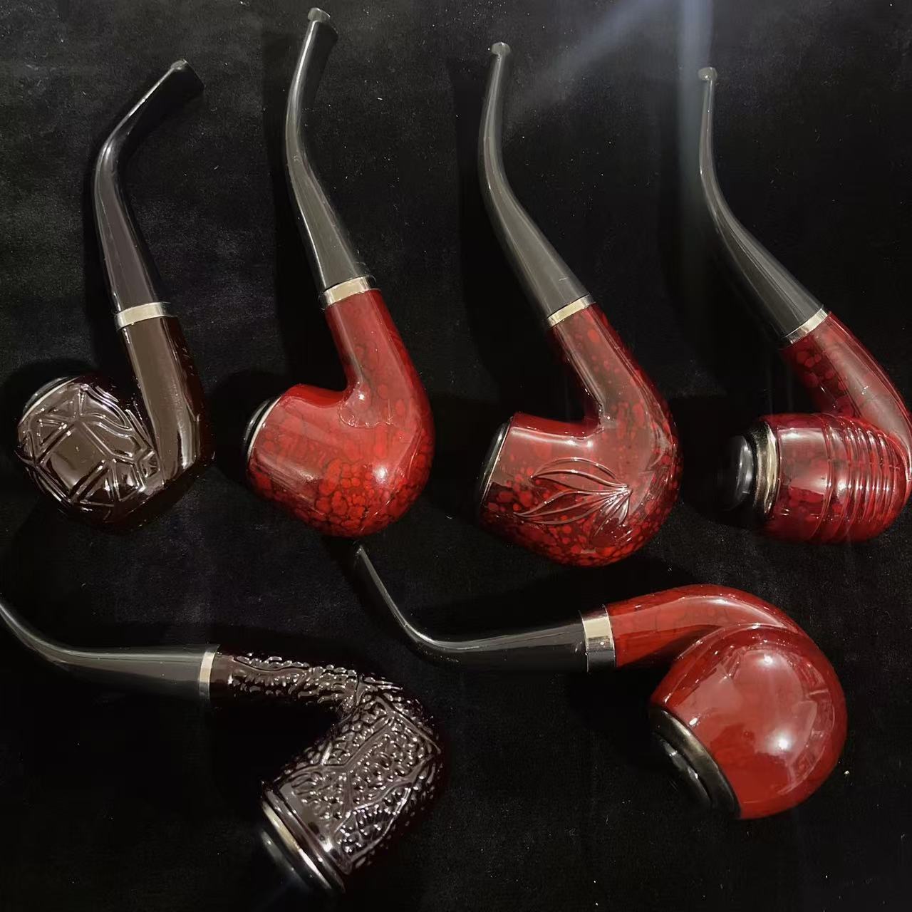 Resin Pipe Old-Fashioned Iron Pot Round Bottom Shredded Tobacco Dual-Purpose Removable and Washable Circulating Filter Entry-Level Traditional Pipe