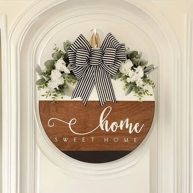 Cross-border New Sweet Home Garland HOME Wooden Plate Wooden Listing Front Door Decoration Welcome Door Plate Sweet Home