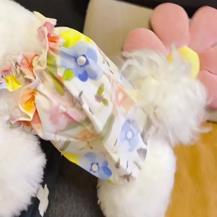 Ropa de verano para mascotas, ropa delgada para gatos, cinturones, falda de flores, chaleco para perros pequeños de verano, felinos de peluche