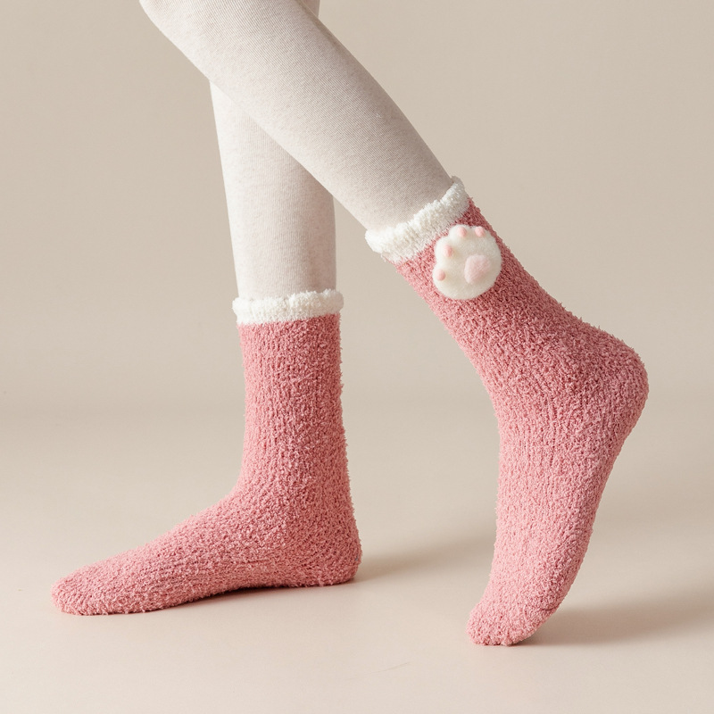 Women's Casual Solid Color Coral Fleece Ankle Socks display picture 2