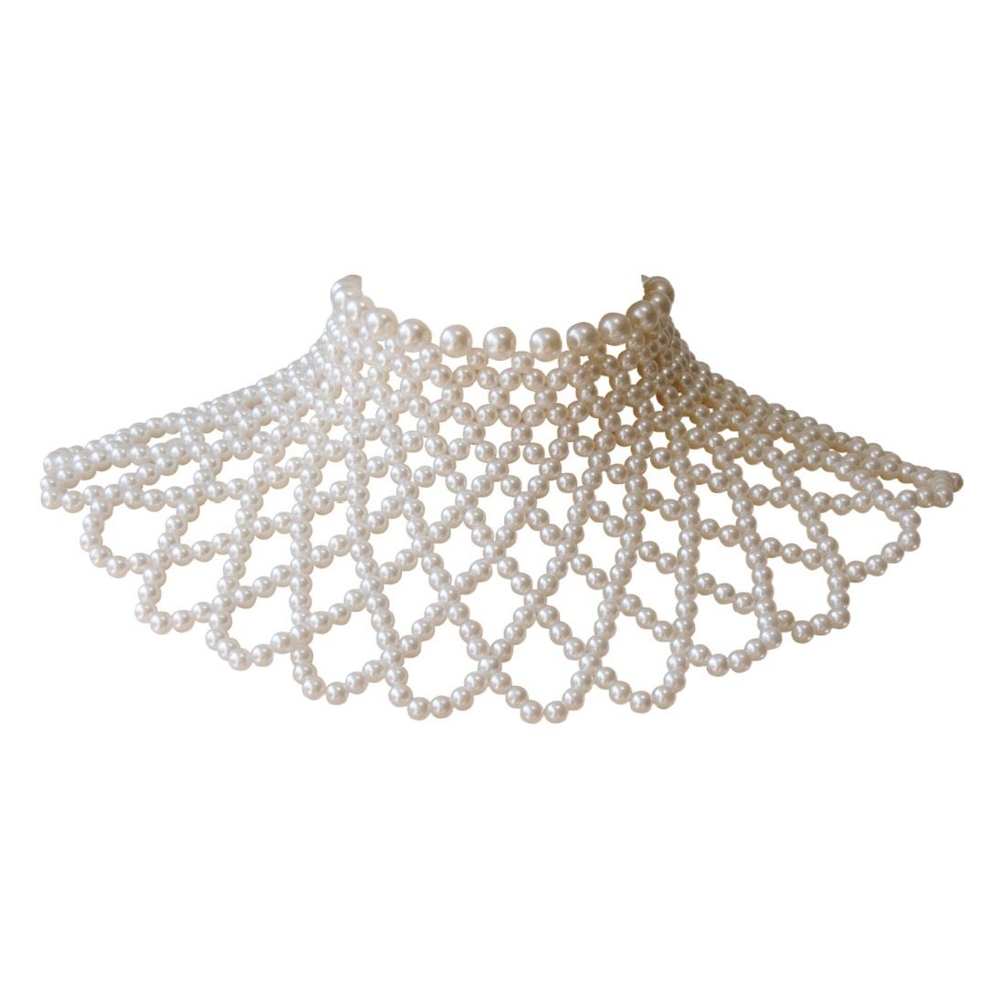 Joyería transfronteriza europea y americana venta caliente verano bohemio cadena de cuerpo señoras cadena de pecho de perla de imitación tejida a mano