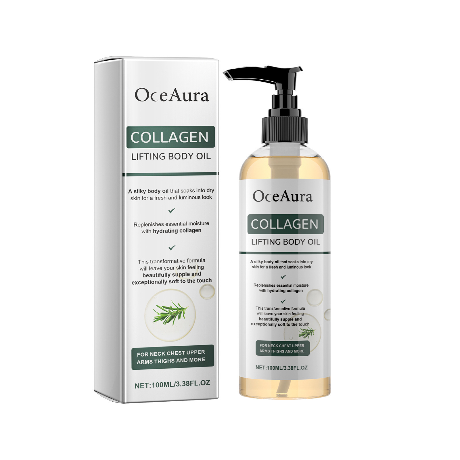 Oceaura Collagen Body Oil Series Daily Hydrating and Moisturizing Nourishing Massage Oil for Arms and Whole Body