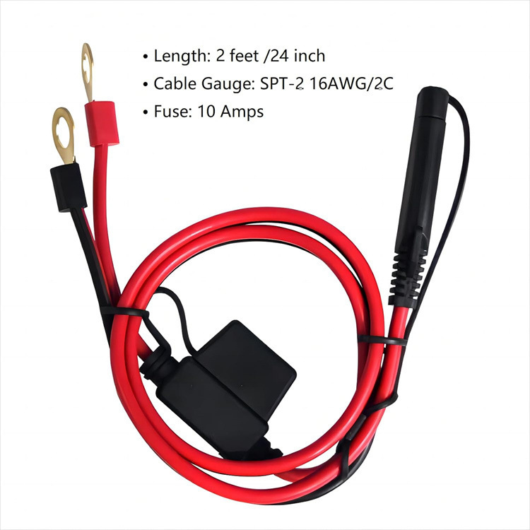 16Awg Sae Battery Charging Cable Connector Side Wall to Cigarette Lighter Female Socket Ring Terminal Connection Line 16Awg Sae Battery Charging Cable Connector Side Wall to Cigarette Lighter Female Socket Ring Terminal Connection Line