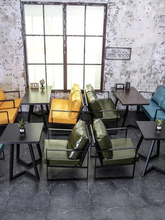 Retro Industrial Style Bar Sofa Table and Chair Combination Simple Casual Cafe Milk Tea Shop Double Iron Card Holder