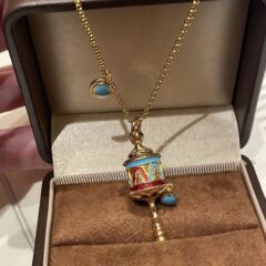 無相仏青エナメル六字マントラ回転ネックレスターコイズ中国風古代エスニックスタイルハイエンドネックレス