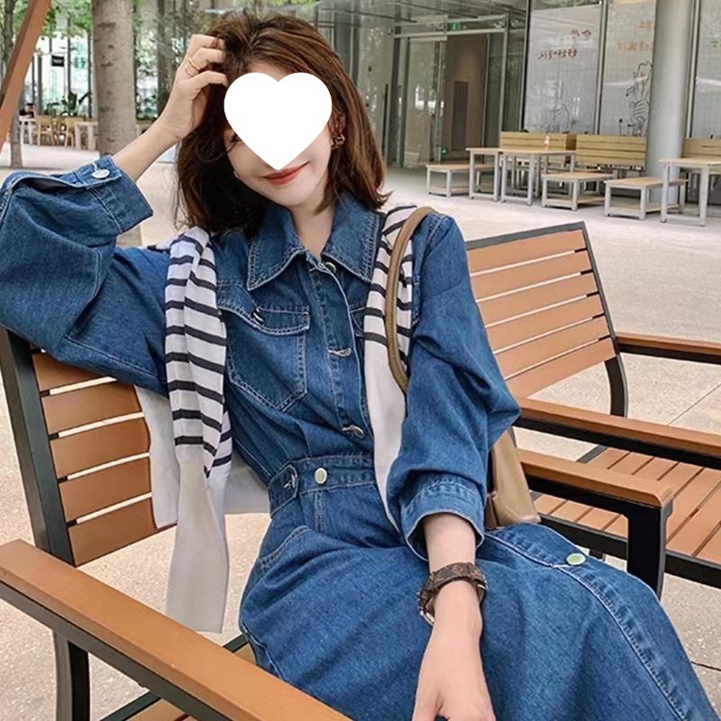 2026早秋新款女装女神范法式感小众小香风牛仔衬衫连衣裙春秋