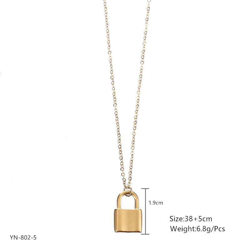 Moon, Heart Shape, Lock Pattern Streetwear Moon Heart Shape Lock Stainless Steel Plating Pendant Necklace