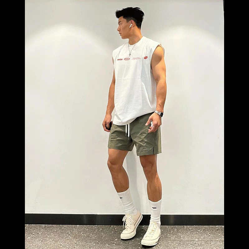 Summer American Casual Loose Trendy Brand Letter Vest Men's Trendy Brand Basketball Sports Cotton Round Neck Sleeveless Top