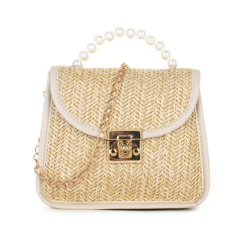 Pearl straw bag  new small bag wholesale mini bags versatile chain crossbody bag ladies handbag