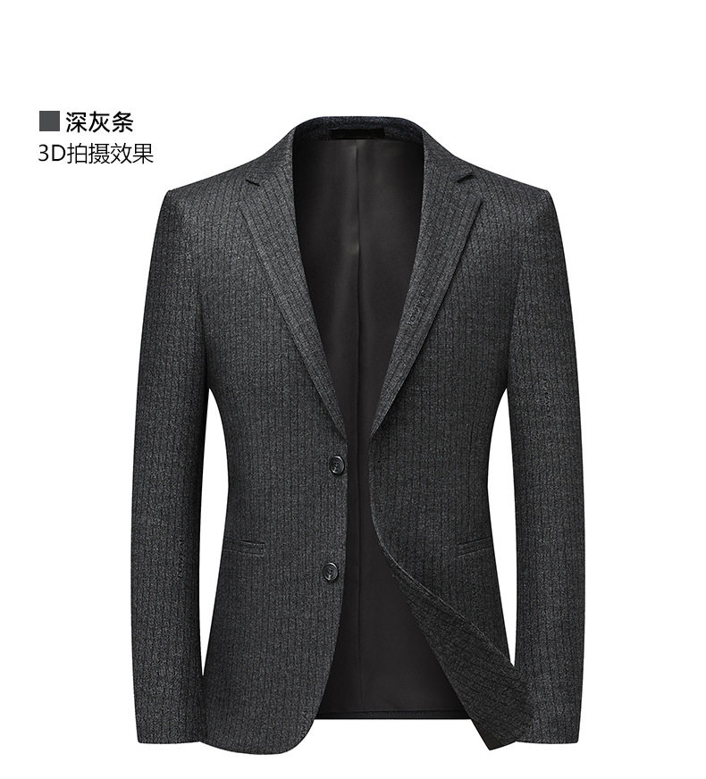 Áo vest nam kẻ sọc co giãn chống nhăn dáng ôm, tay dài cổ vest một hàng hai nút — Kẻ Sọc đậm chi tiết 12