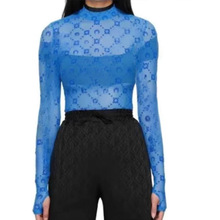 明星朴彩英同款marin*e月亮网纱镂空打底衫修身月牙长袖植绒透视