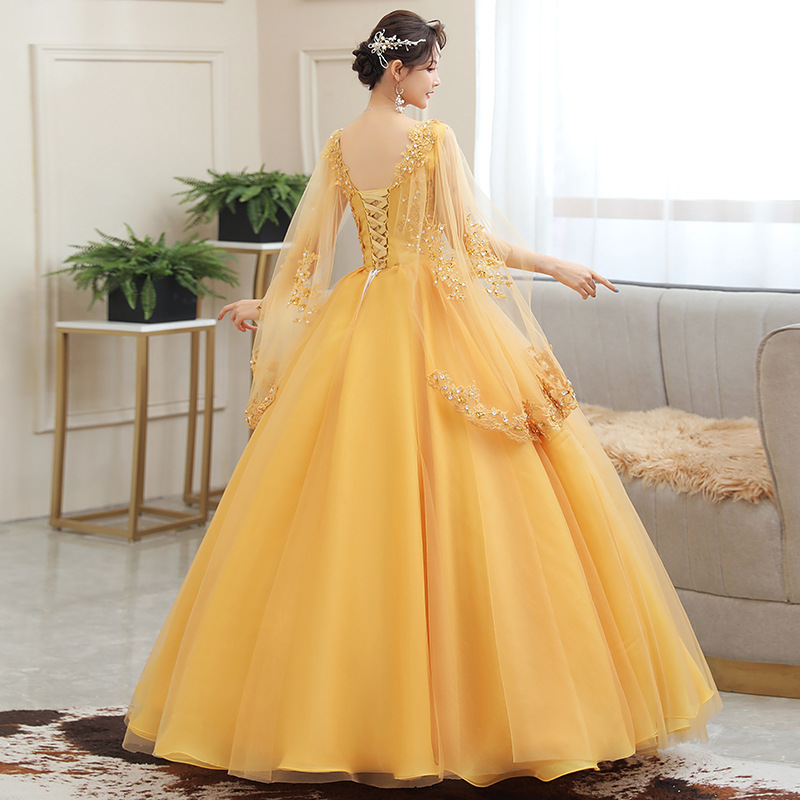 Vestido de novia de color Reunión Anual anfitrión rendimiento estudiante vocal solo arte examen ropa pettiskirt vestido de noche largo femenino image 6