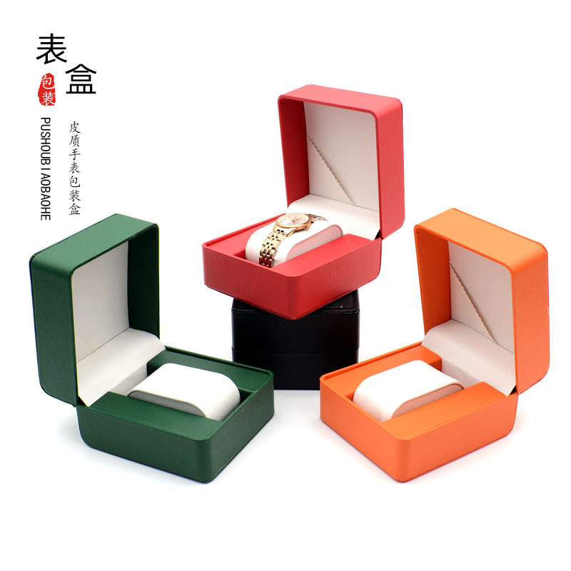 Light Luxury Spot High-End Watch Box Pu Leather Watch Storage Box Jewelry Gift Packaging Box Square Watch Flip Box