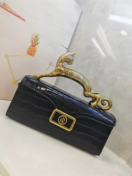 Cross-Border Celebrity Style Leopard Handle Bag, Square-Shaped, High-End Feel, Women's Leather Fashion Personality Versatile Party Shoulder Bag