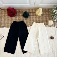 25冬季儿童针织裤直筒裤女童加绒阔腿裤加厚一体绒女宝宝毛线裤