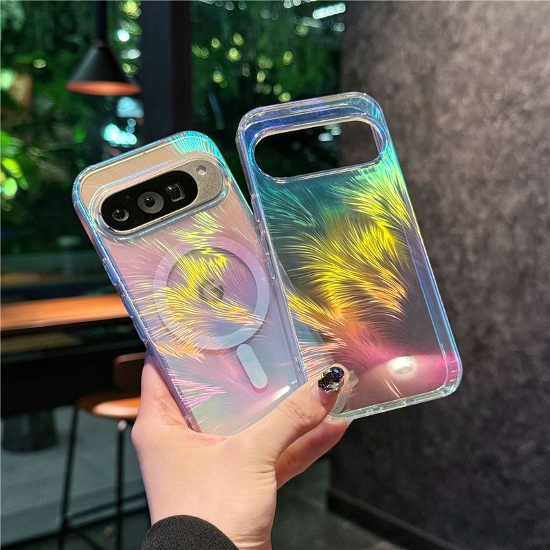 国境を越えて適用される Google Pixel10 携帯電話ケース グラデーション磁気ケース Google 9pro カラフルな羽の糸 10pro|undefined