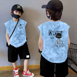 儿童男童扎染潮流背心夏季2025男孩新款ins潮牌炸街纯棉无袖背心