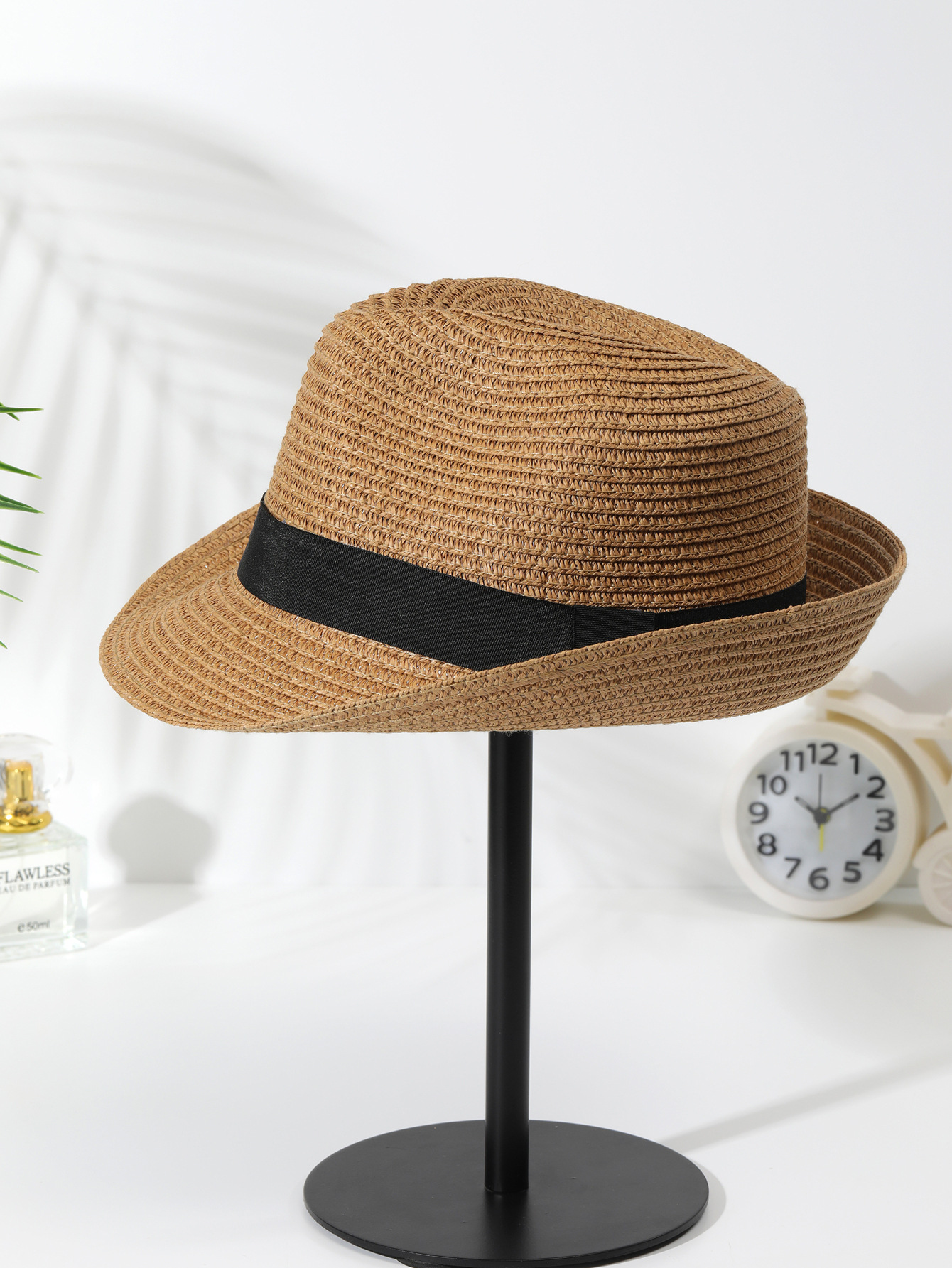315g Weight Sun Hat, Straw Hat Hats Type Holiday, Beach Occasion Straw Material Geometric Pattern Summer Season Women's Gender Vacation, Classic Style Style Curved Eaves Rim Women's Vacation Classic Style Geometric Curved Eaves Sun Hat Straw Hat 22