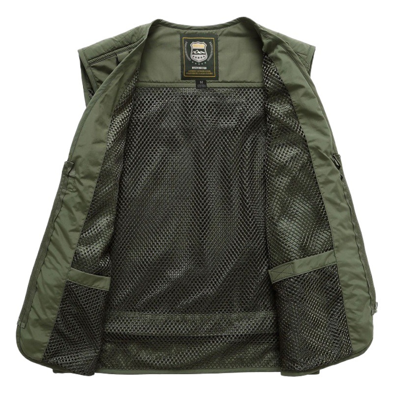 Cross-Border Men's Functional Vest Outdoor Casual Multi-Pocket Fishing Vest Lightweight Breathable Multi-Pocket Photography Vest