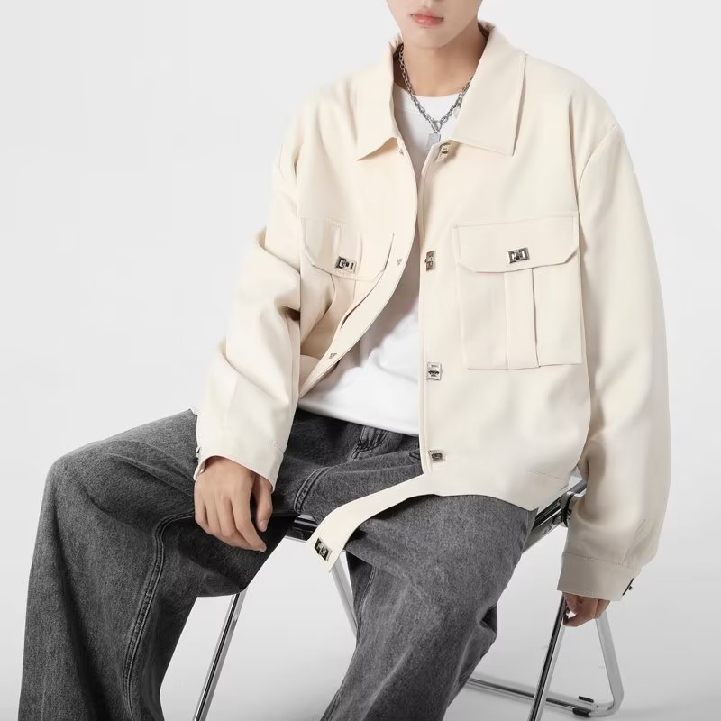 Marca de moda Estilo de Hong Kong Estilo japonés 2024 Primavera y otoño Chaqueta guapa Hombre ins High Street Harajuku Estilo coreano Chaqueta suelta de tendencia