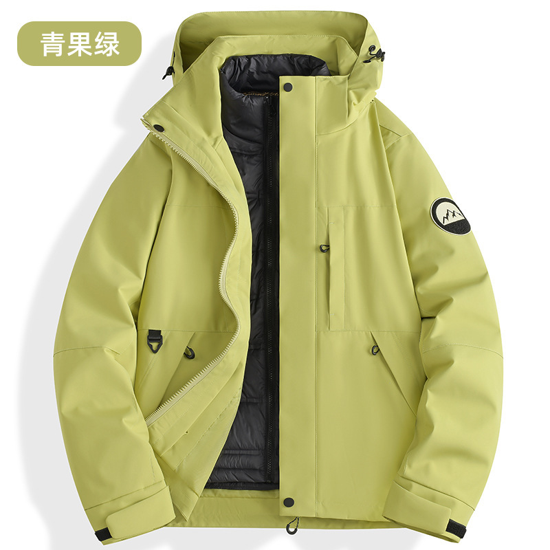 Real down Jacket, Three-In-One Detachable Liner, Men's and Women's Outdoor Autumn and Winter Waterproof and Windproof Jacket