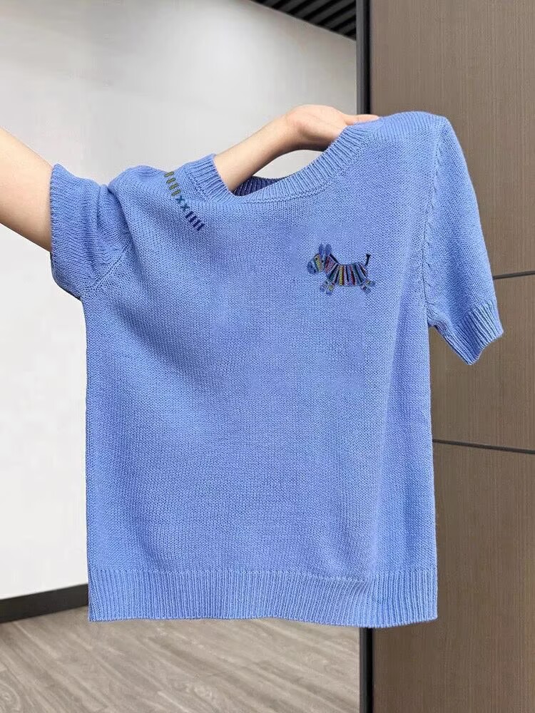 Áo thun polo nữ ngắn tay cổ bẻ, kiểu dáng hiện đại, form thoải mái — xanh lam