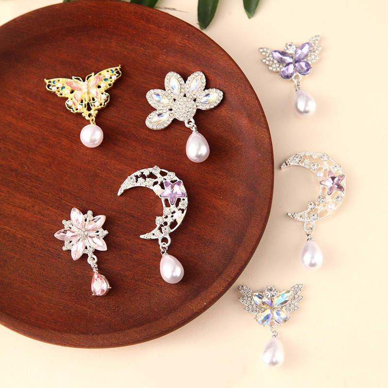 Fashionable Imitation Pearl Crystal Purple Series Heart-Shaped 3D Pendant DIY Handmade Earrings Necklace Alloy DIY Accessories Fashionable Imitation Pearl Crystal Purple Series Heart-Shaped 3D Pendant DIY Handmade Earrings Necklace Alloy DIY Accessories