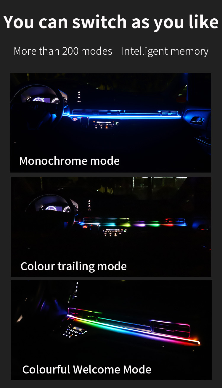 Car central control atmosphere lamp magic color modified LED acrylic atmosphere lamp USB installation-free running water decorative lamp