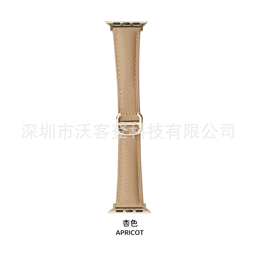[适用于苹果手表新型D字蝴蝶扣牛皮表带apple watch8/SE/7/6/5/4/3]