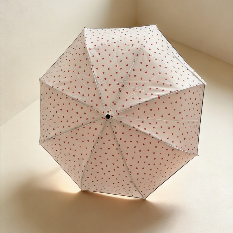 White background with small red hearts printed all over 70% off The umbrella has reflective strips around the edges for safer nighttime travel. Customizable White background with small red hearts printed all over 70% off The umbrella has reflective strips around the edges for safer nighttime travel. Customizable