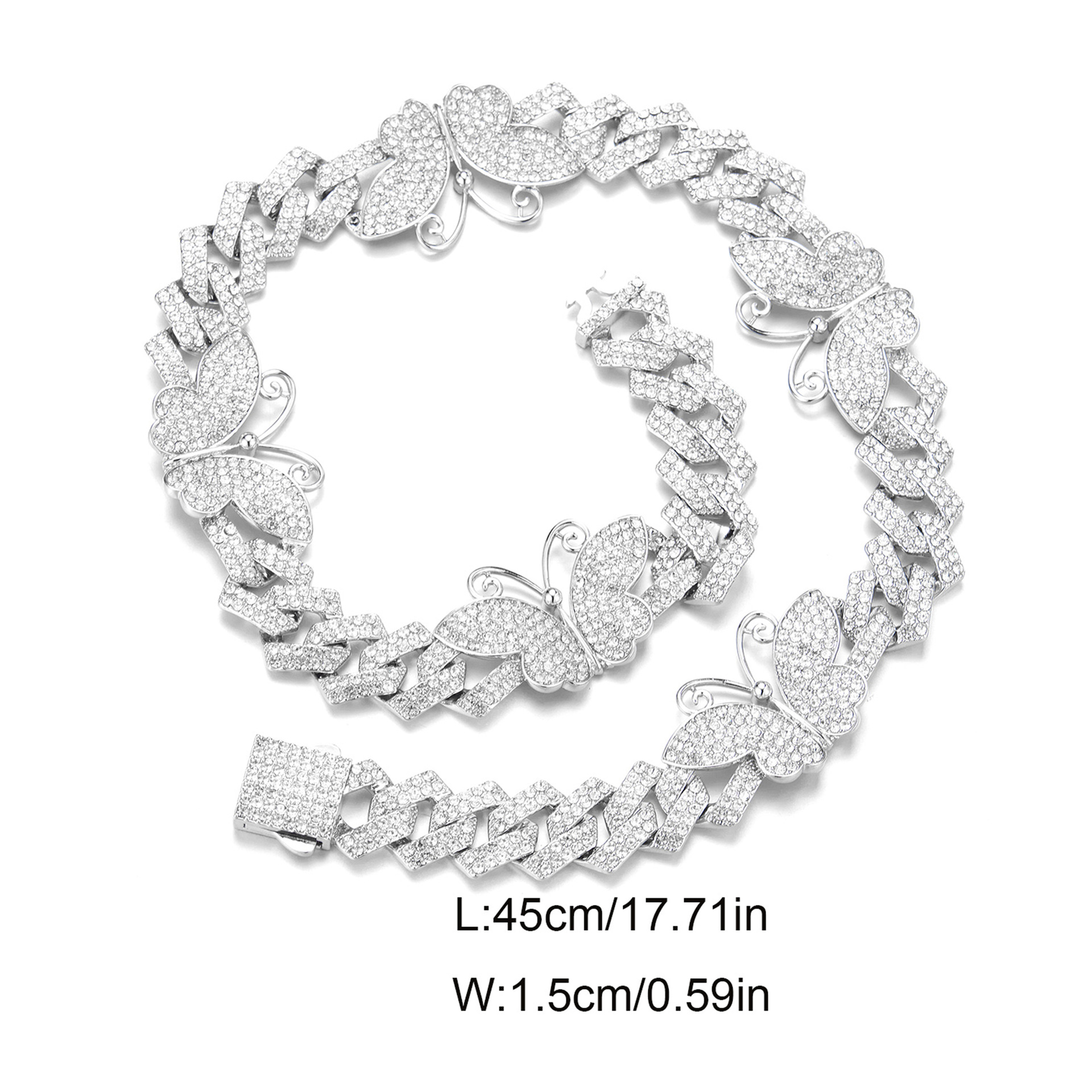 Fashion Butterfly Alloy Inlay Rhinestones Womenu0027S Necklace 1 Piece