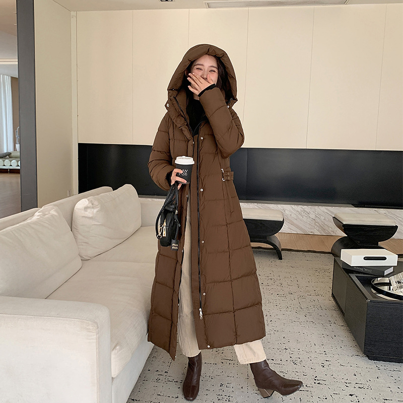 Capa de algodón de cuello largo grueso, chaqueta de algodón para mujeres, otoño y invierno de 2025, nueva chaqueta holgada coreana, delgada y amplia