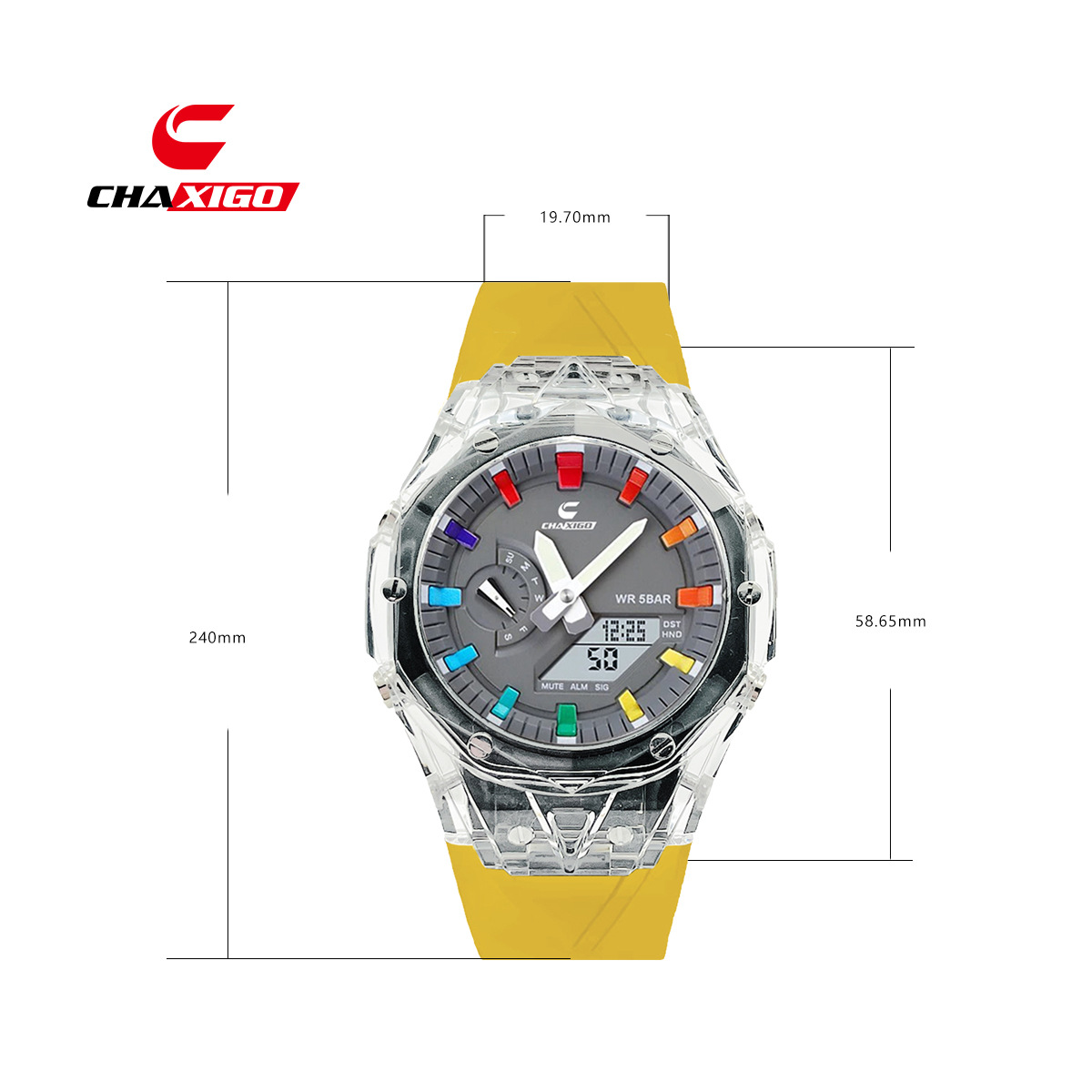 CHAXIGO nuevo estilo de moda transparente día a día viaje viaje práctico reloj impermeable
