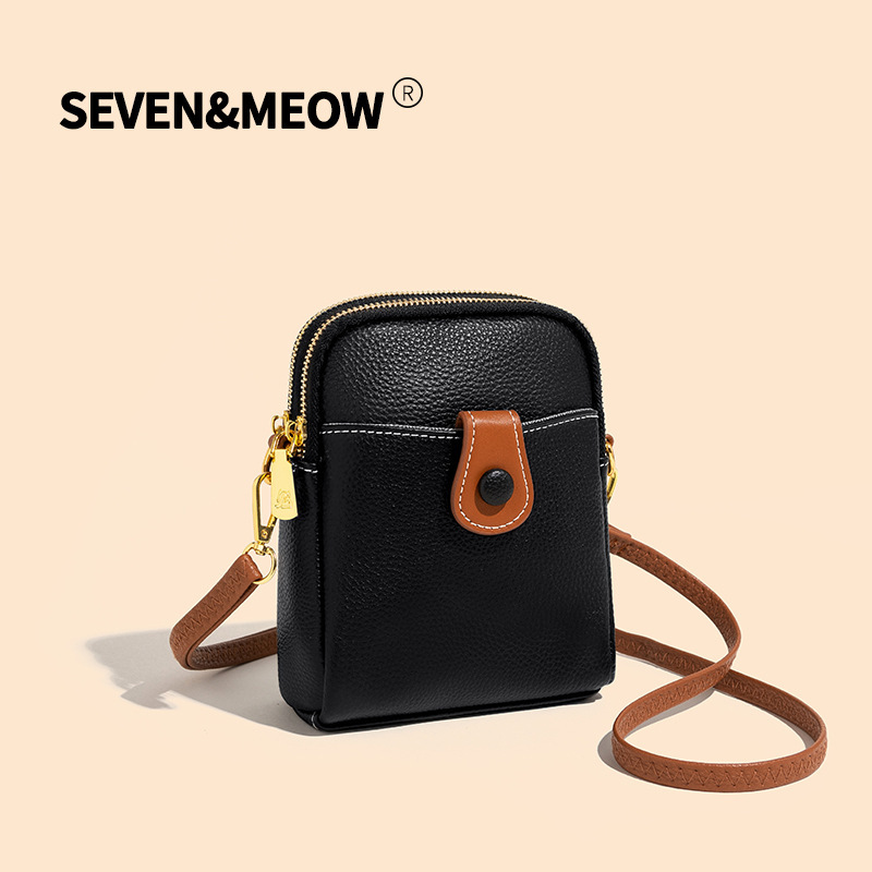 Genuine Leather 2023 New Niche Top Layer Cowhide Mobile Phone Bag Women's Crossbody Small Bag Women's Bag Multifunctional Coin Purse Wholesale