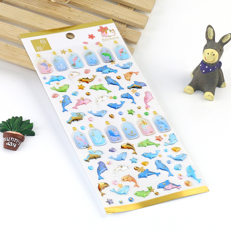 Suministro directo de fábrica japonés y coreano dorado fresco cristal epoxi pegatinas teléfono móvil pegatinas diario decorativo chica corazón mano cuenta pegatinas