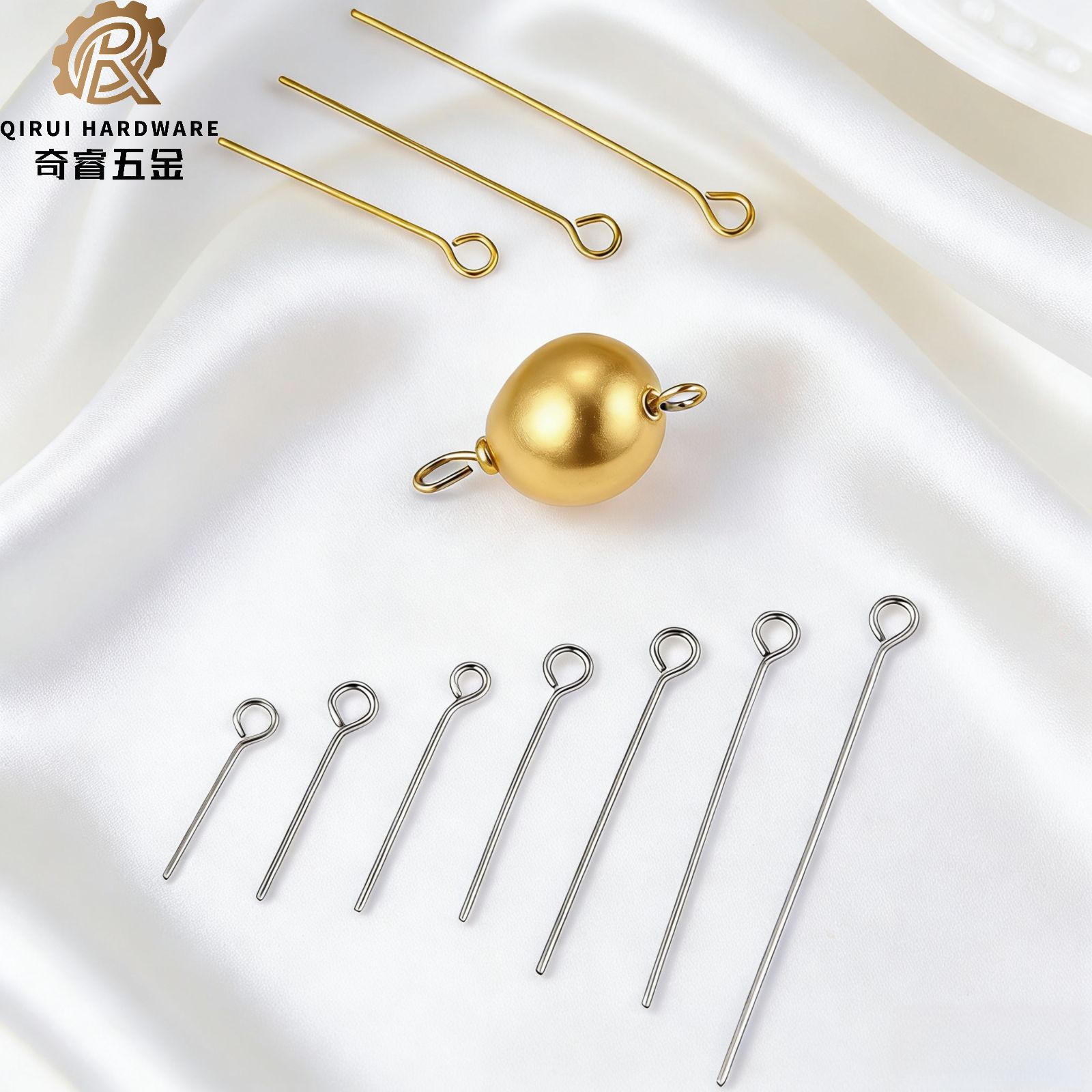 Vacuum Electroplated Gold-Colored Stainless Steel Figure-9 Pins DIY Jewelry Accessories Loose Bead Pins Earring Handmade Materials