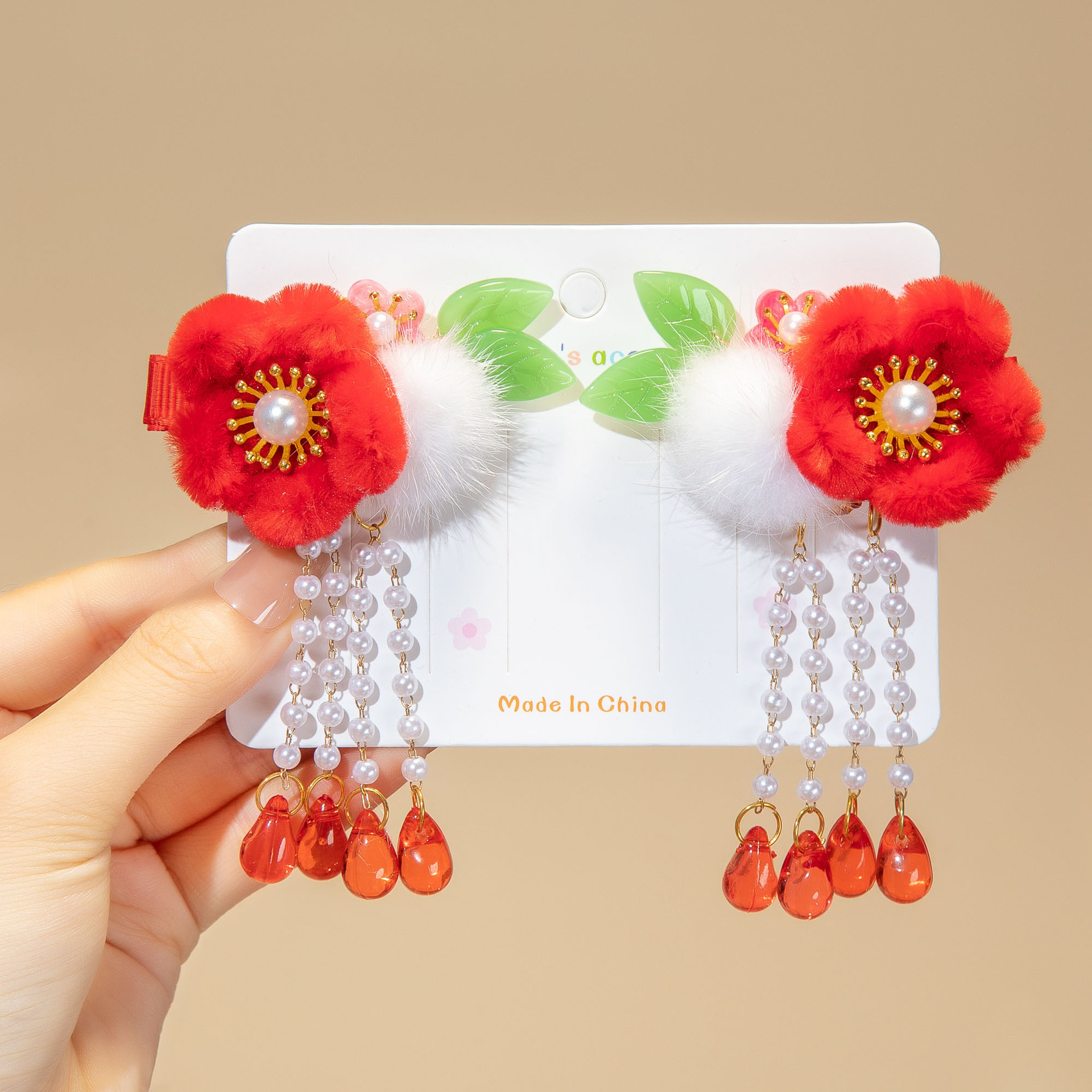 Año Nuevo horquilla accesorios para el cabello de los niños Hanfu estilo antiguo borla arco horquilla niña bebé peluca trenza cabeza Accesorios